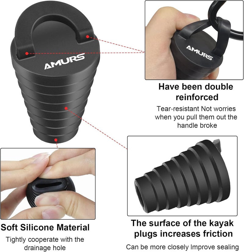AMURS Small Kayak Scupper Plugs Kits Scupper Plugs Drain Holes Stopper with Silicone Handle Universal Kayak Plugs for sit on top Scupper Plugs for Kayak Canoe Boat (12Pcs) - Image 4